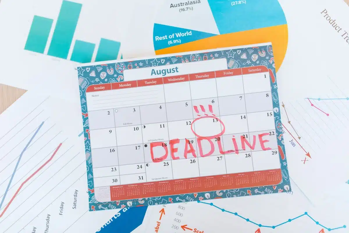 Calendario marcando los nueve meses desde el inicio de la actividad